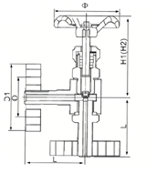 J61W High-Temperature Butt Weld Needle Valve Dimension Drawing