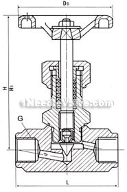 J13W type internal thread needle valve constructral diagram